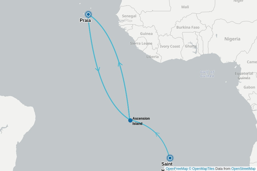 Itinerary Map image for St. Helena to Cape Verde + undefined