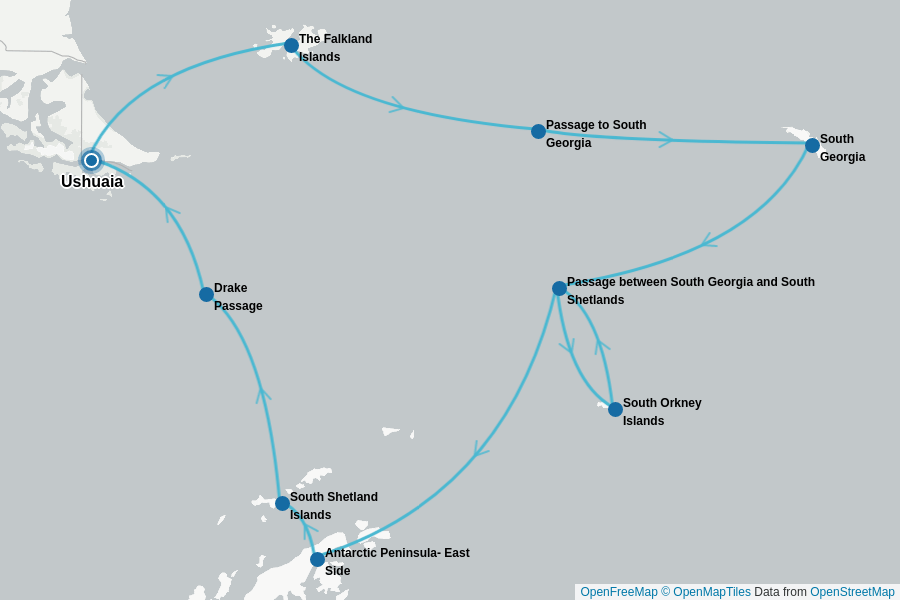 Itinerary Map image for Pinguine des fernen Südens + undefined