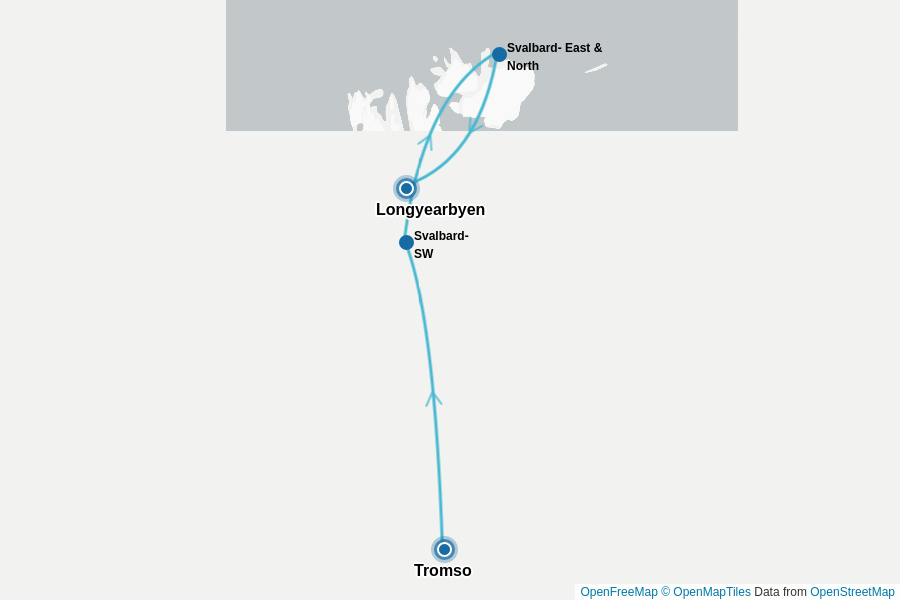 Itinerary Map image for Jenseits des Polarkreises: Tromsø nach Spitzbergen + undefined