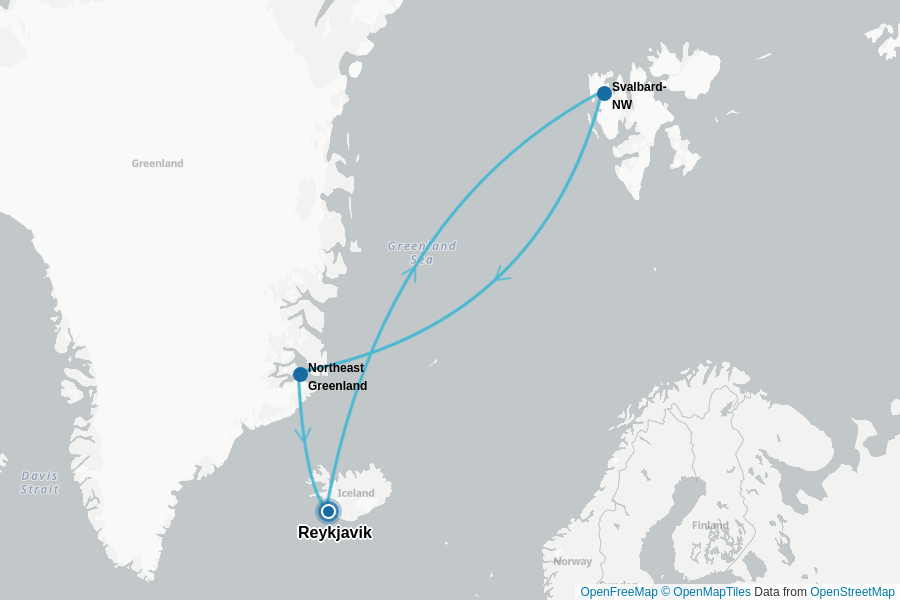 Itinerary Map image for Arctic Highlights Northbound + undefined