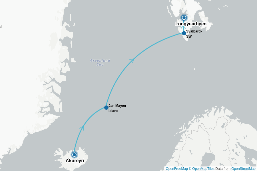 Itinerary Map image for Arctic Ocean - Jan Mayen, Spitsbergen + undefined