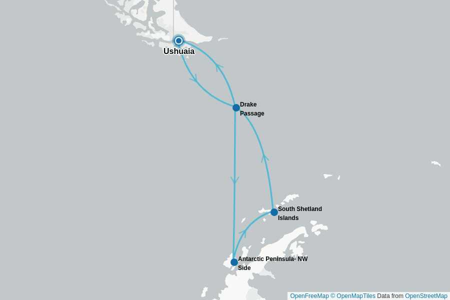 Itinerary Map image for Antarctica - Discovery and learning voyage