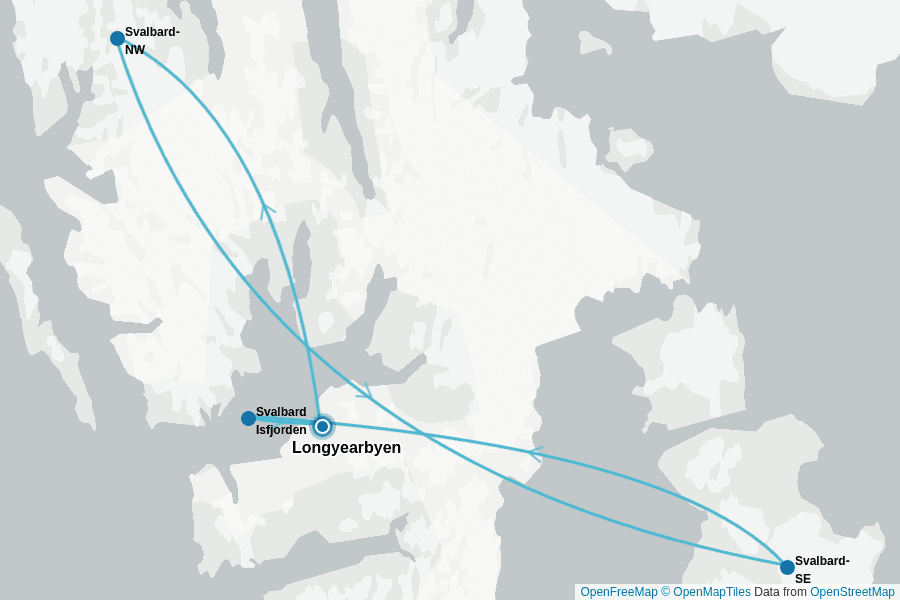 Itinerary Map image for Svalbard Waterfalls Photo Tour Piet van den Bemd