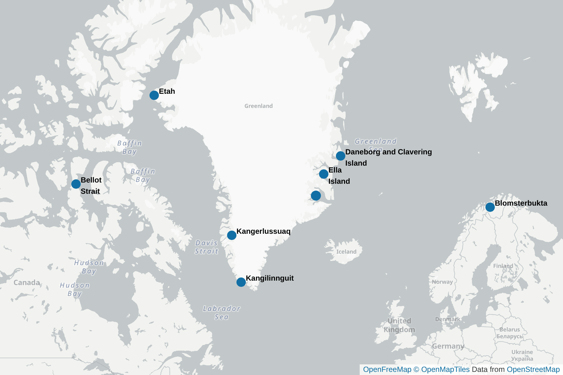 Map of Musk Ox