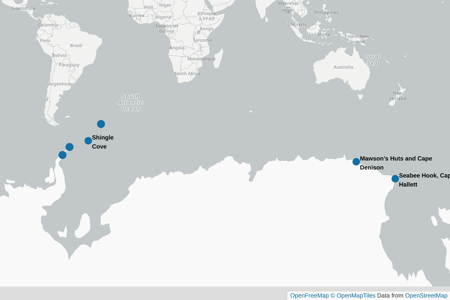 Map of Leopard Seal