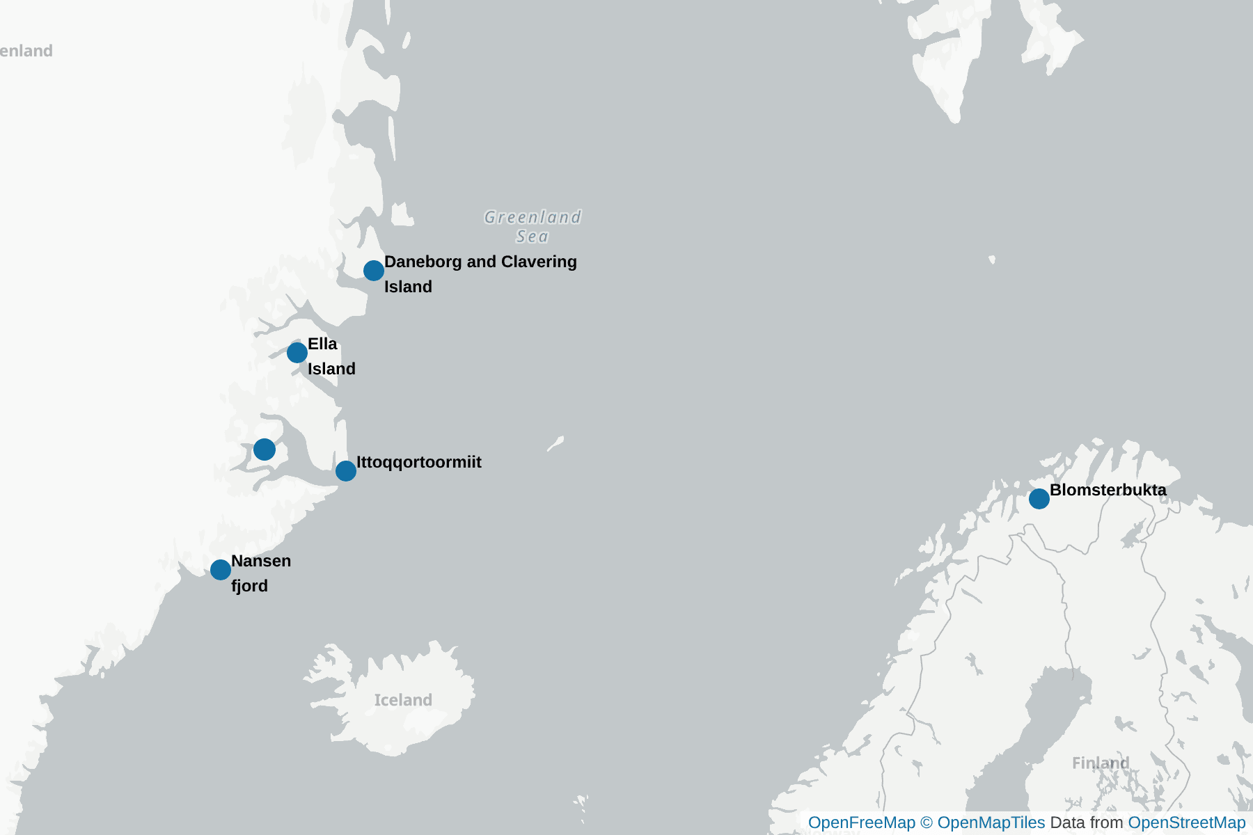 Map of Northeast Greenland