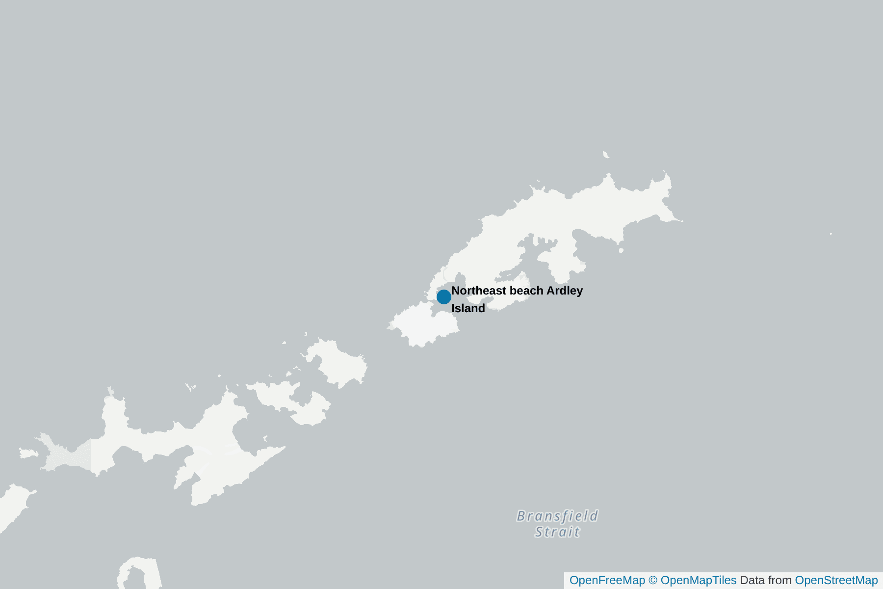 Map of Northeast beach Ardley Island