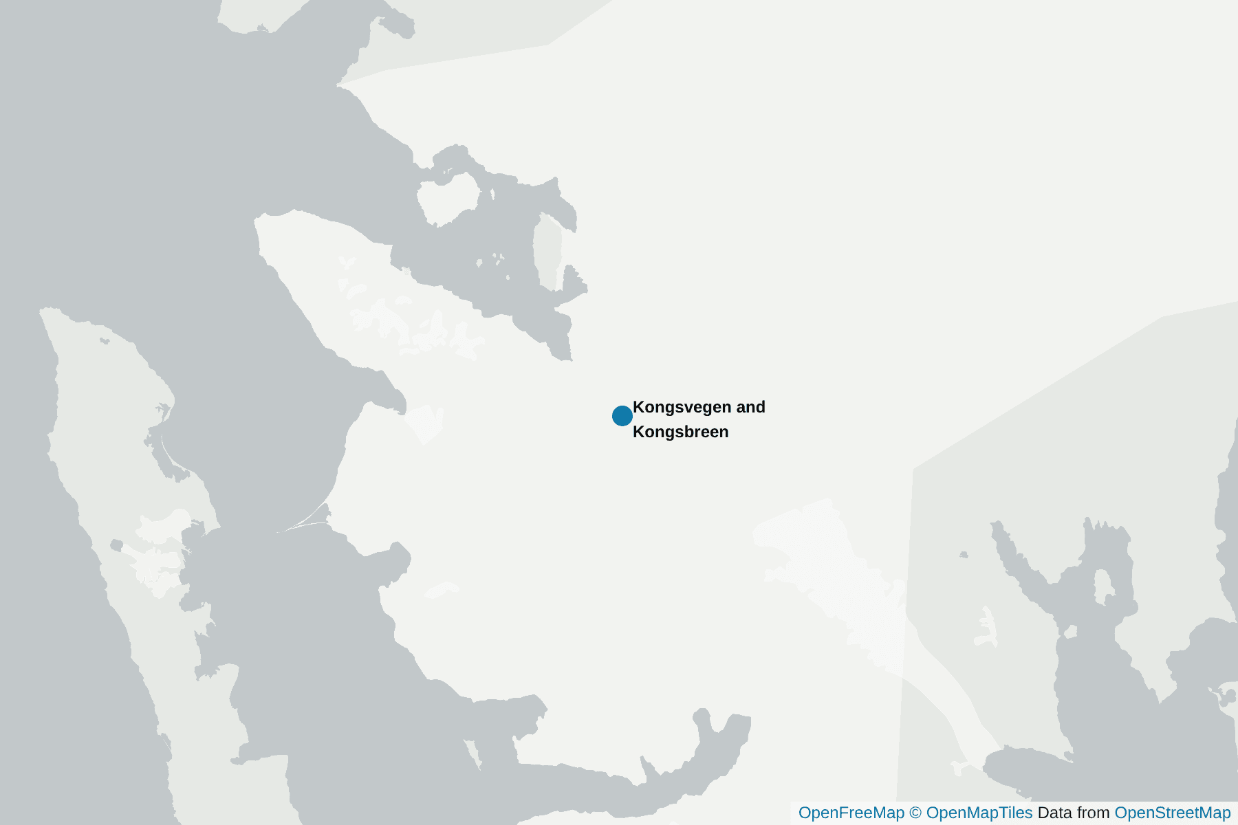 Map of Kongsvegen and Kongsbreen