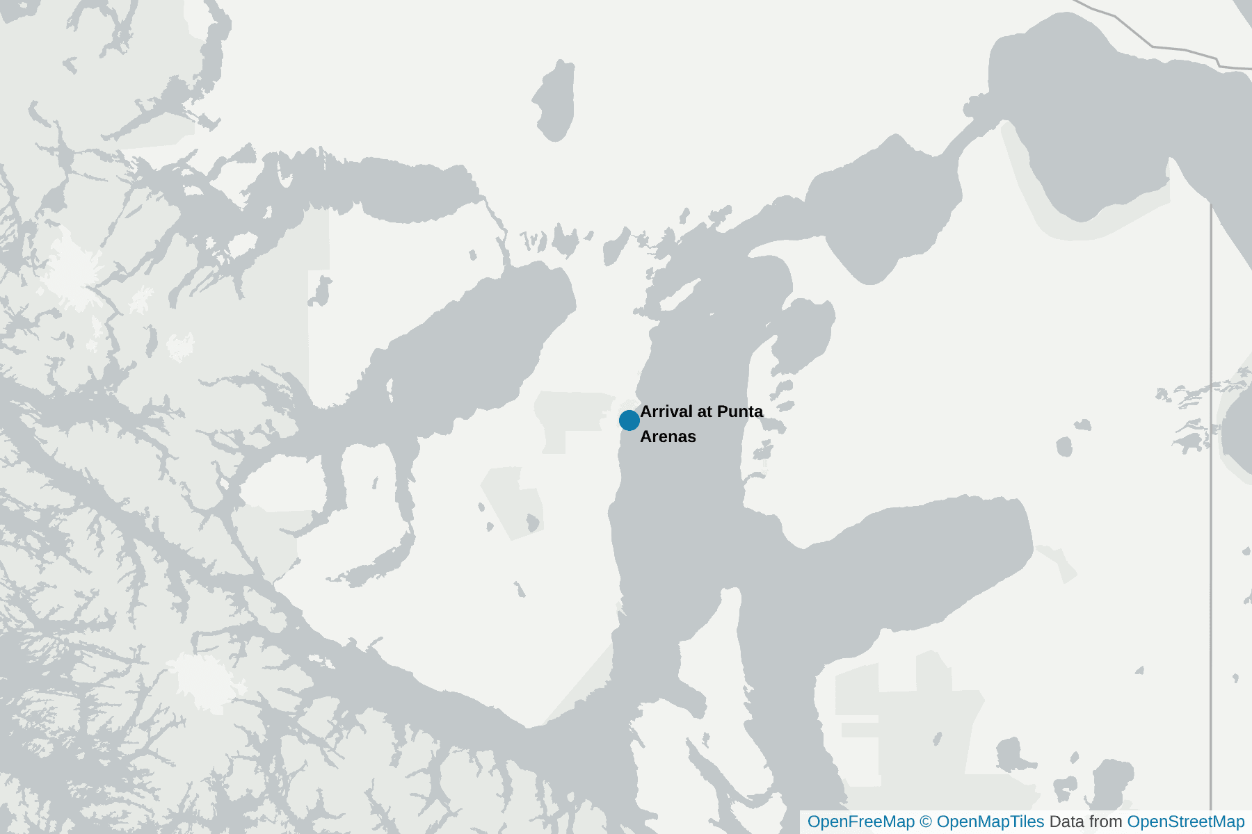 Map of Arrival at Punta Arenas