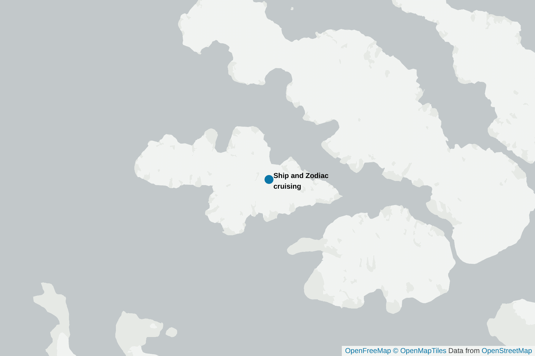 Map of Ship and Zodiac cruising