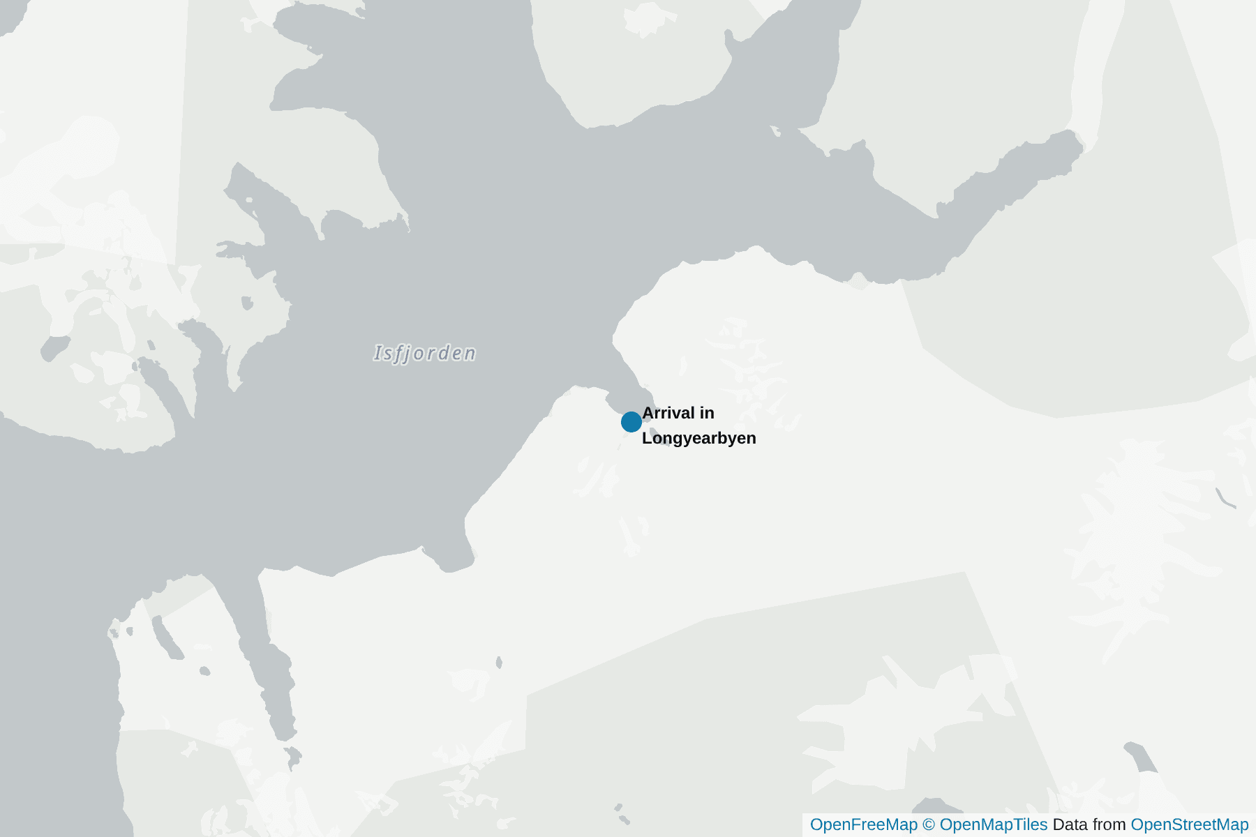 Map of Arrival in Longyearbyen