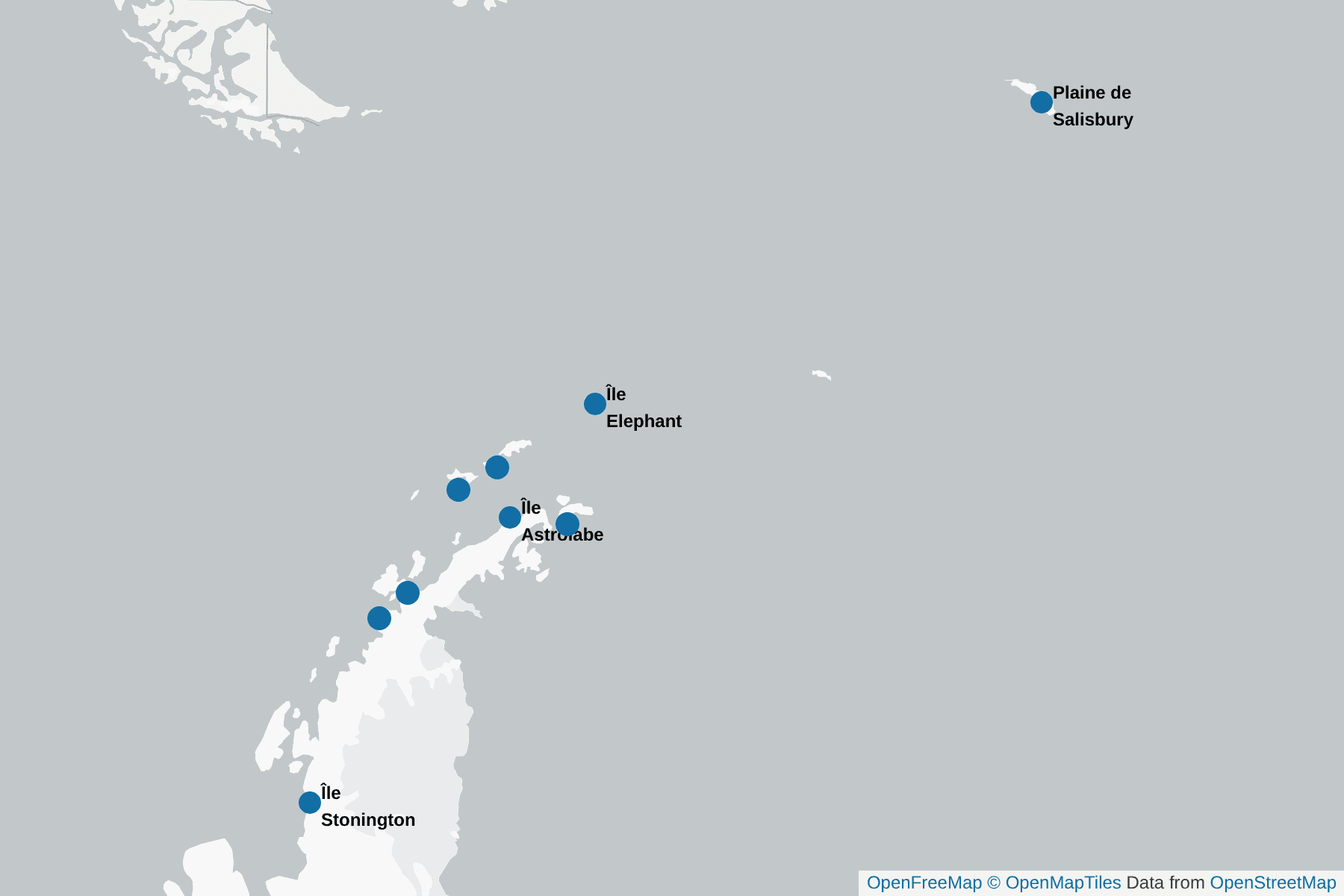 Carte de Shag antarctique