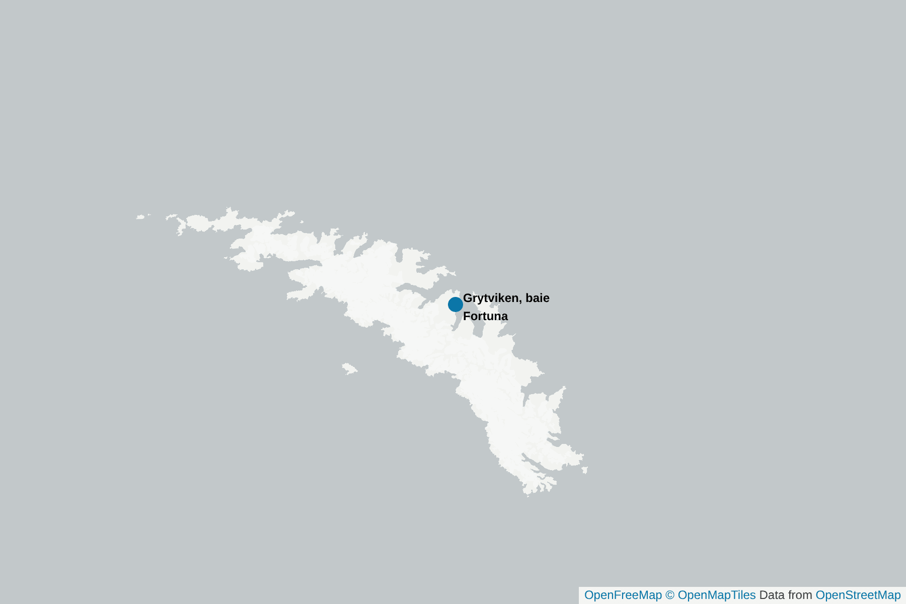 Carte de Grytviken, baie Fortuna