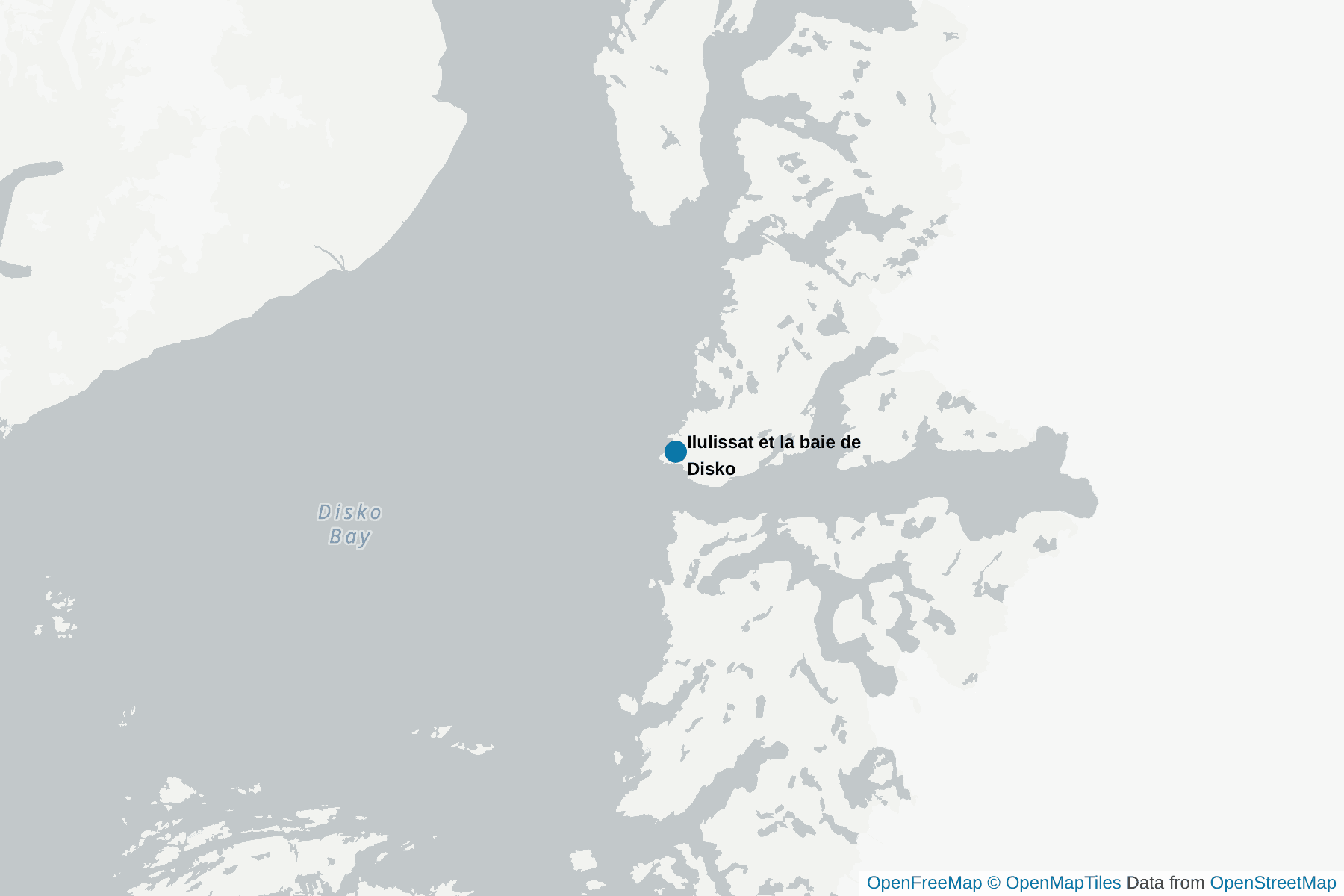 Carte de Ilulissat et la baie de Disko