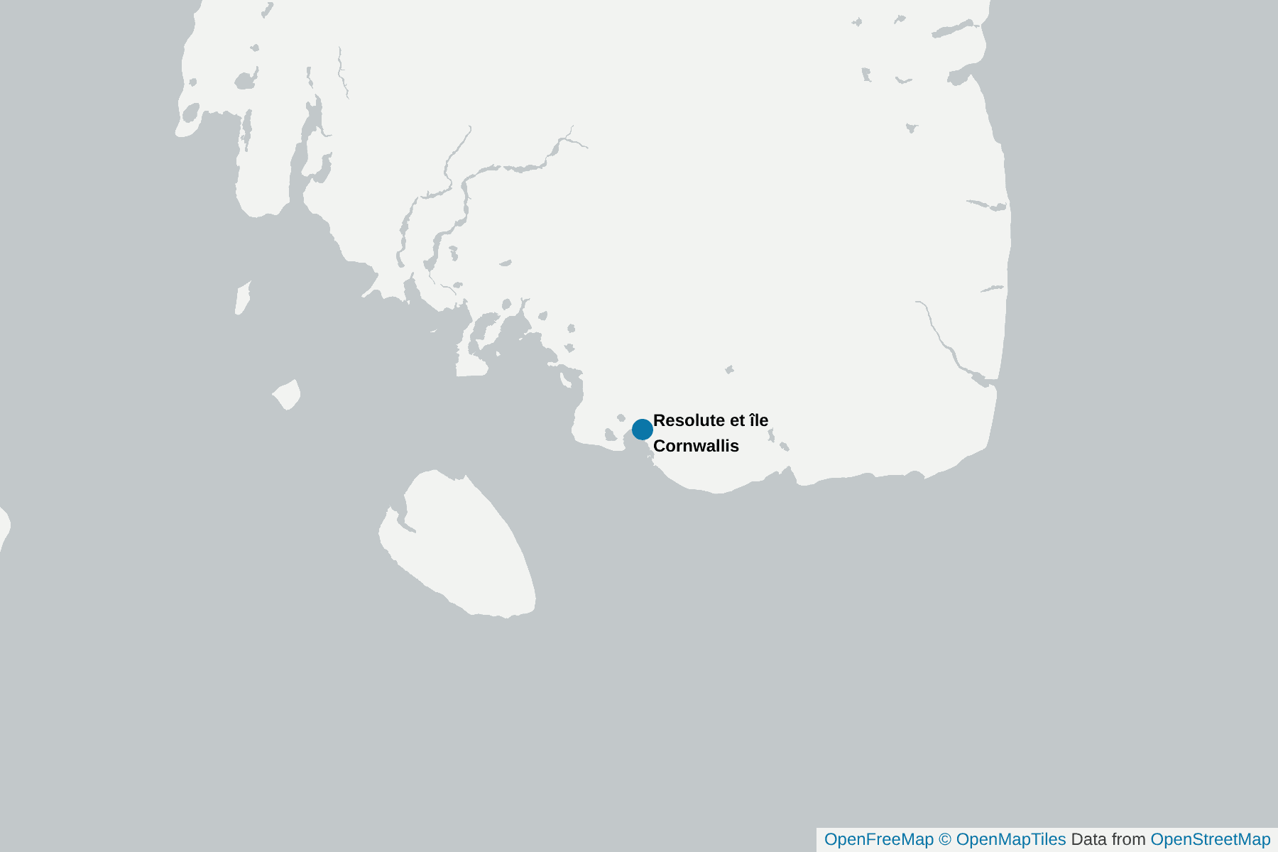 Carte de Resolute et île Cornwallis