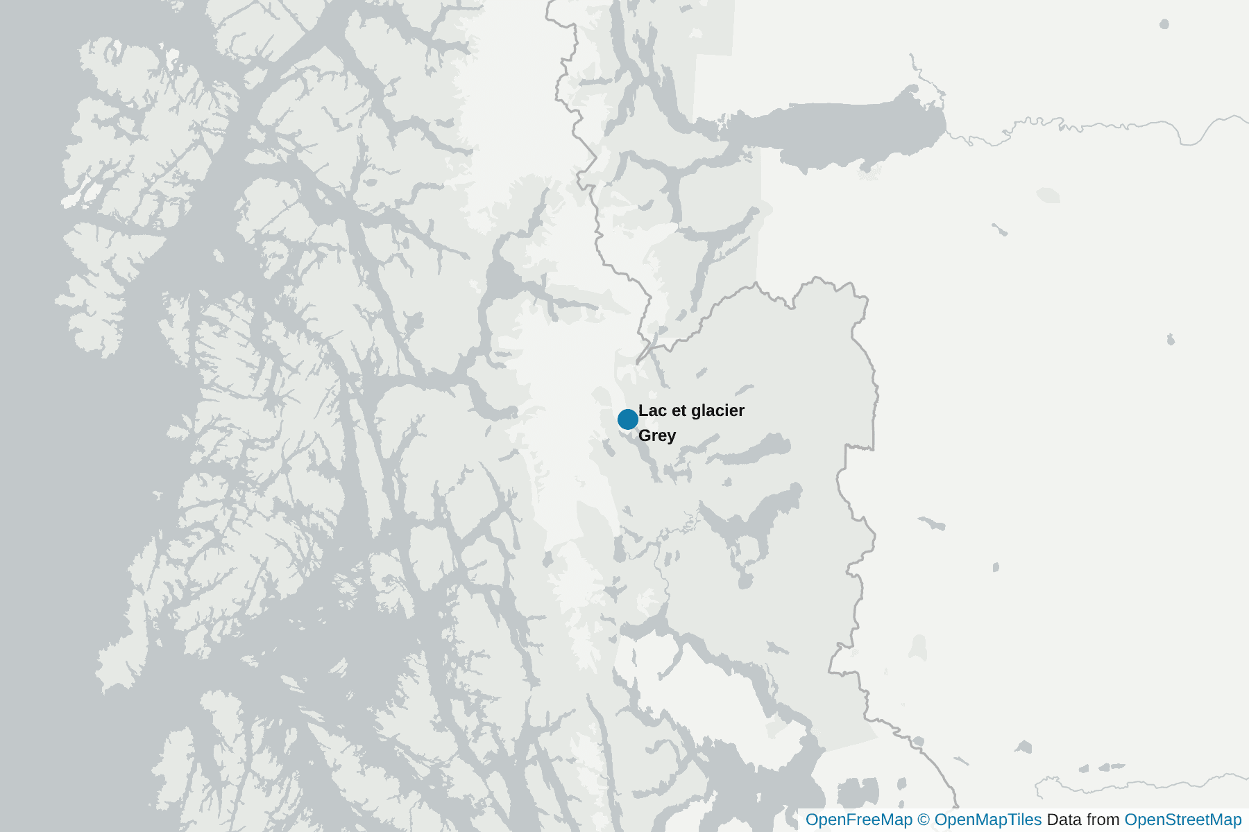 Carte de Lac et glacier Grey