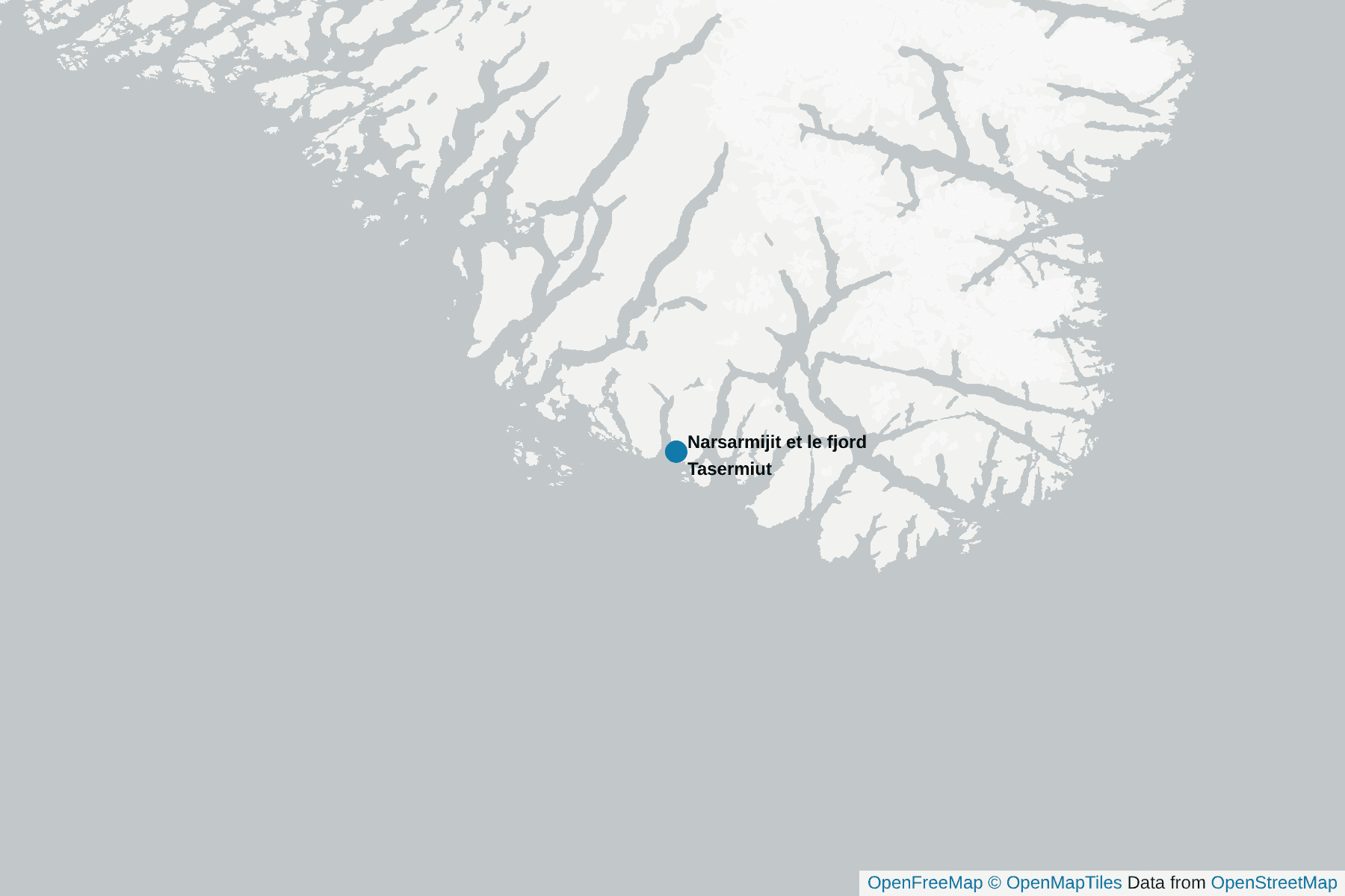 Carte de Narsarmijit et le fjord Tasermiut