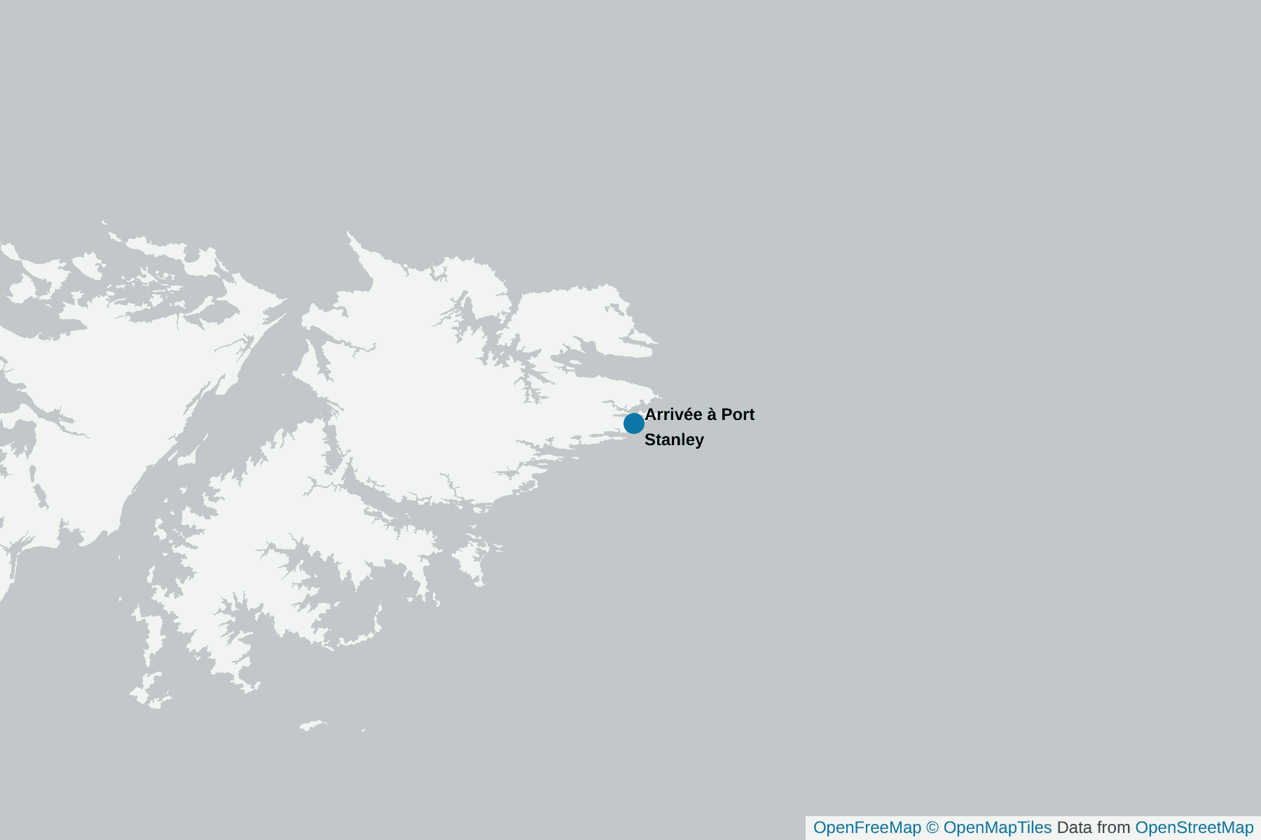 Carte de Arrivée à Port Stanley