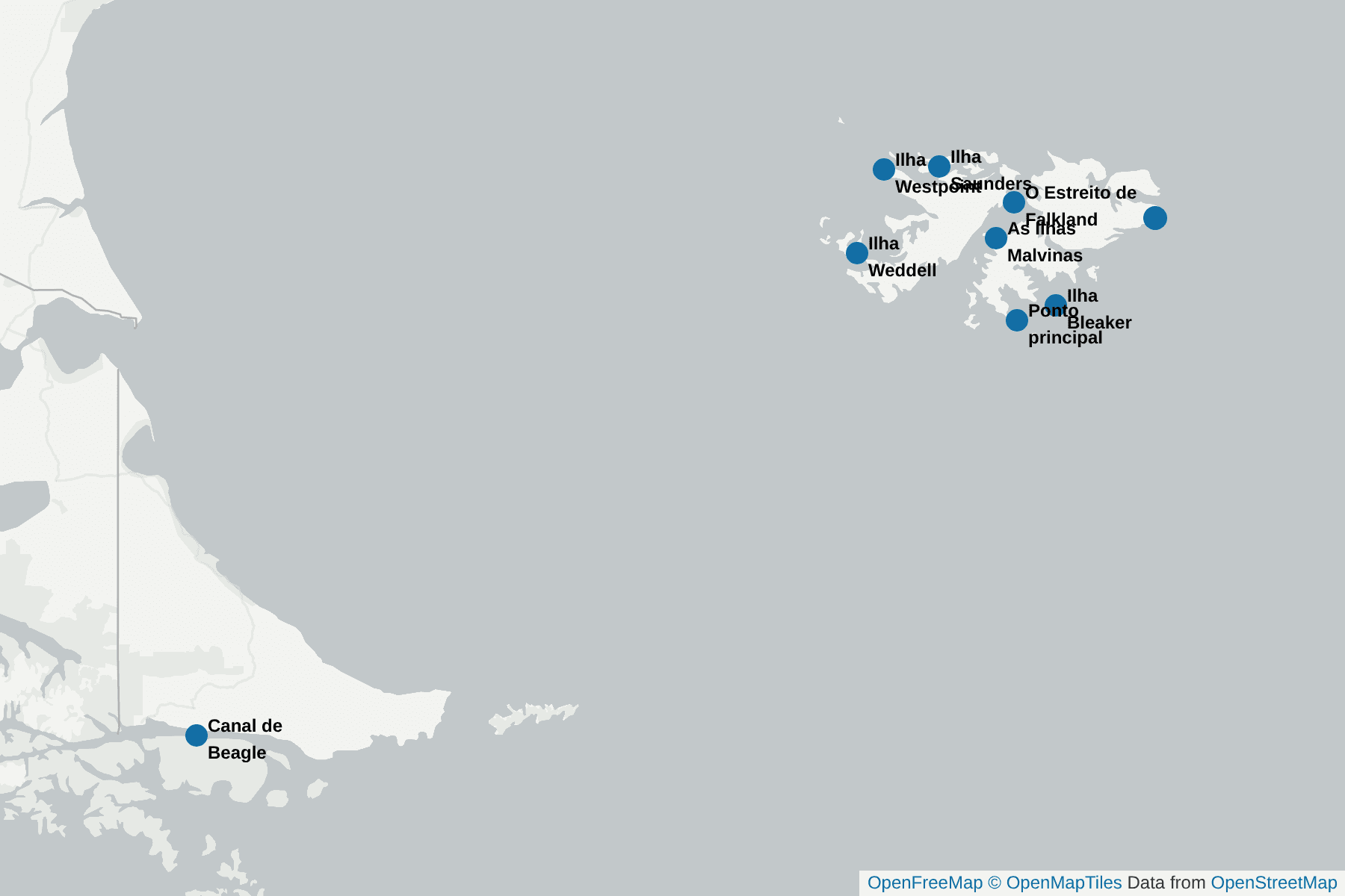 Mapa de Pato-vapor-sem-voo-das-Falkland