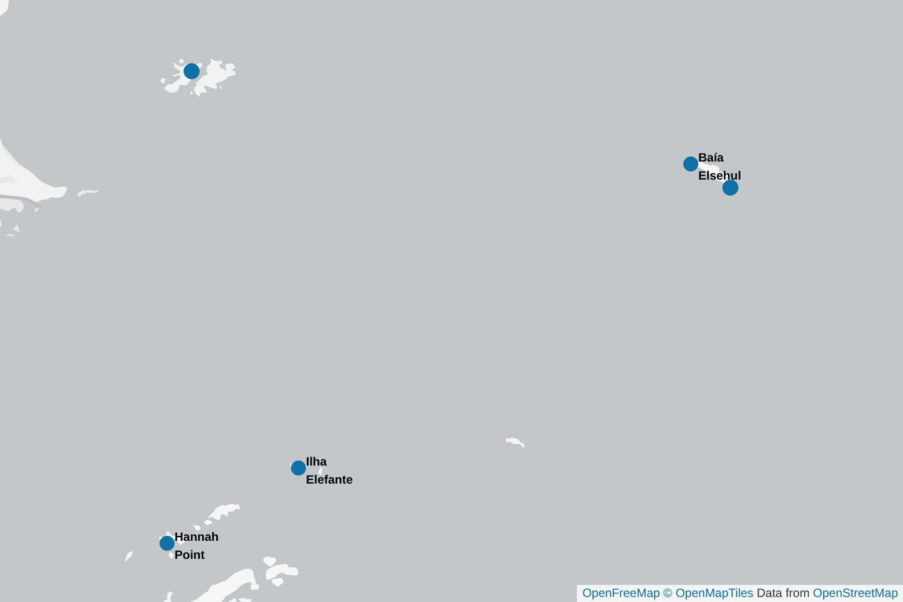 Mapa de Pinguim-de-crista
