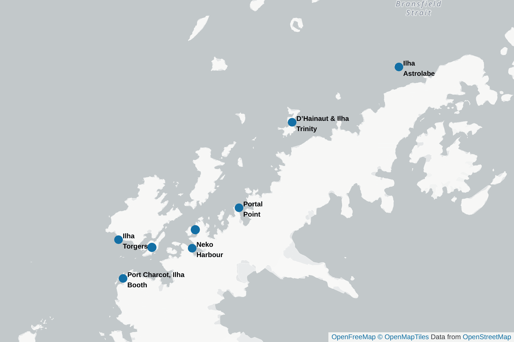 Mapa de Península Antártica - Lado Noroeste