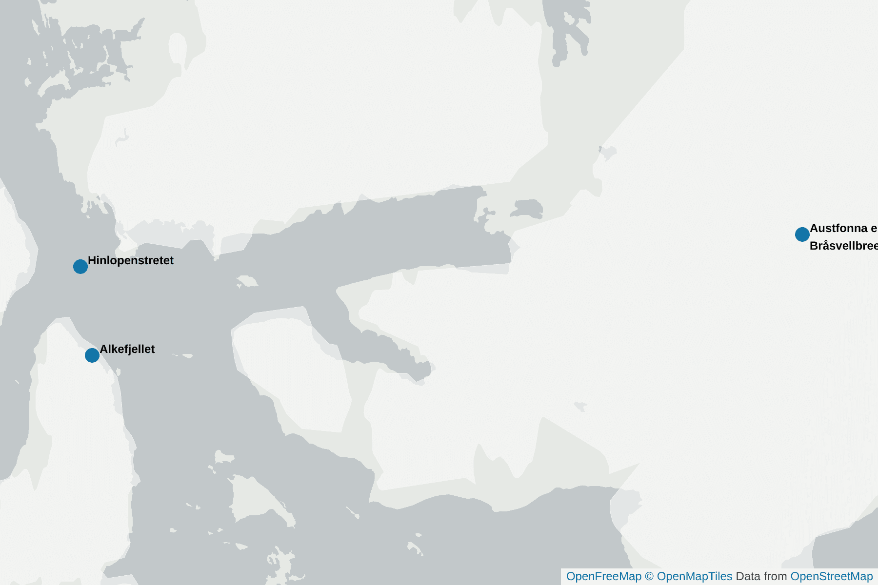 Mapa de Svalbard - Estreito de Hinlopen