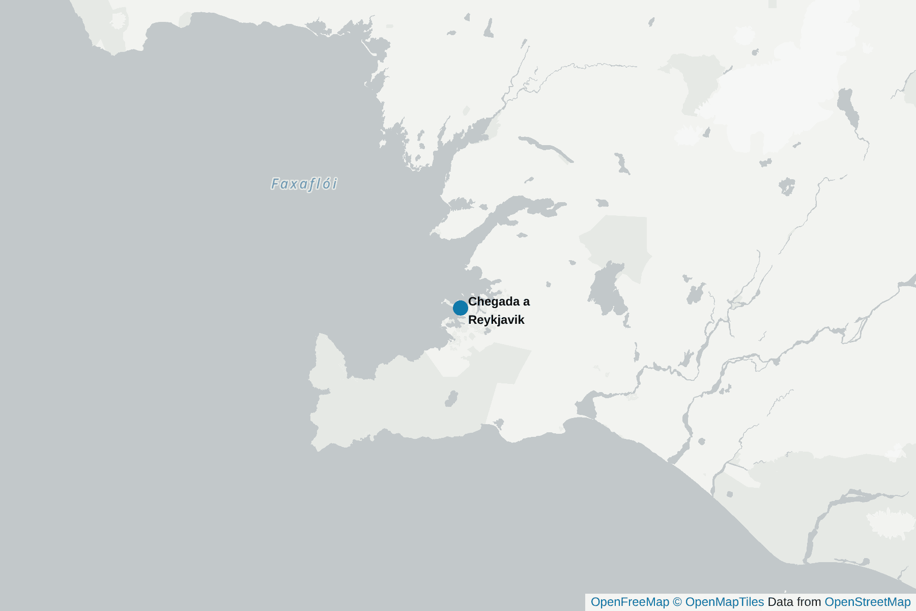 Mapa de Chegada a Reykjavik