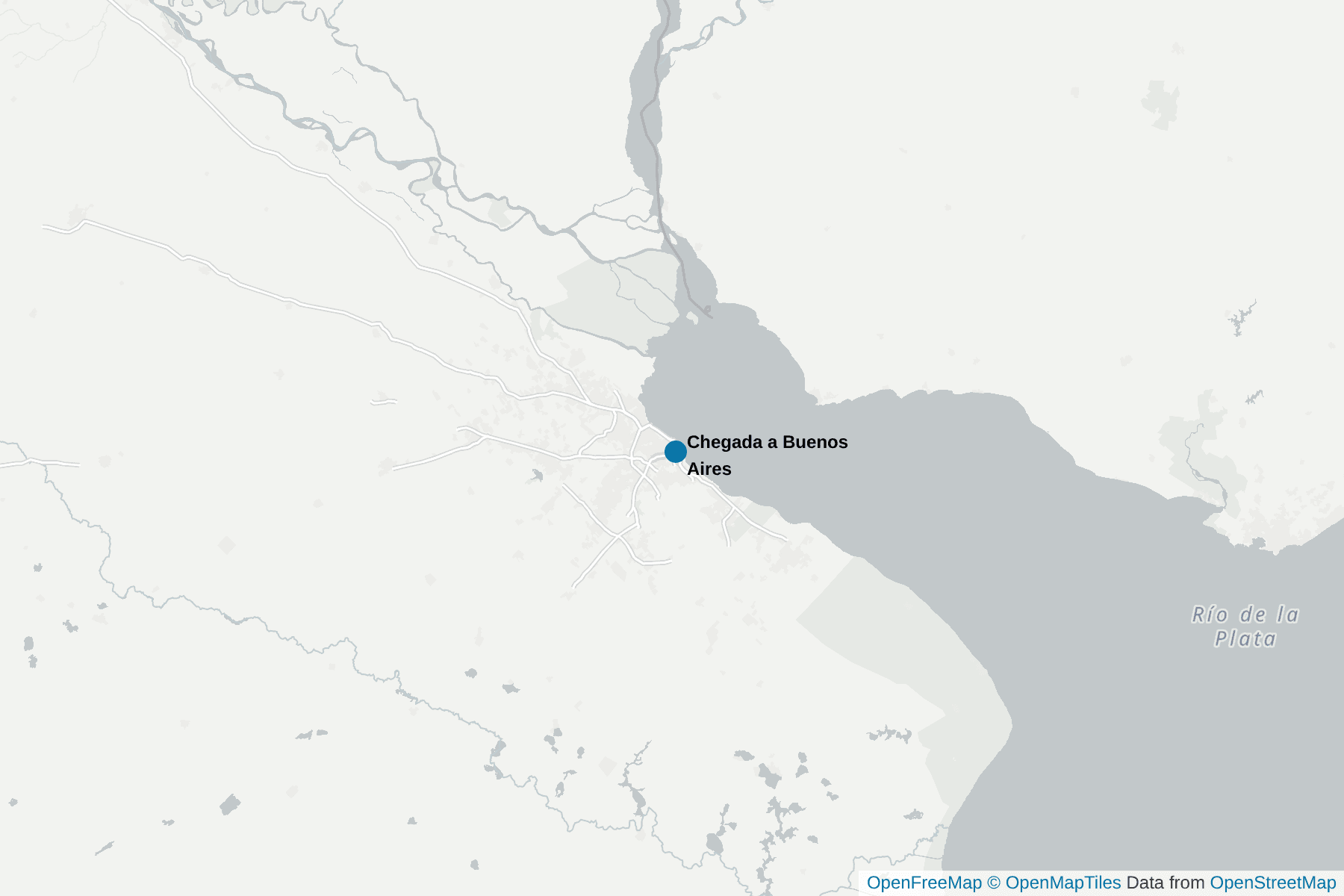 Mapa de Chegada a Buenos Aires