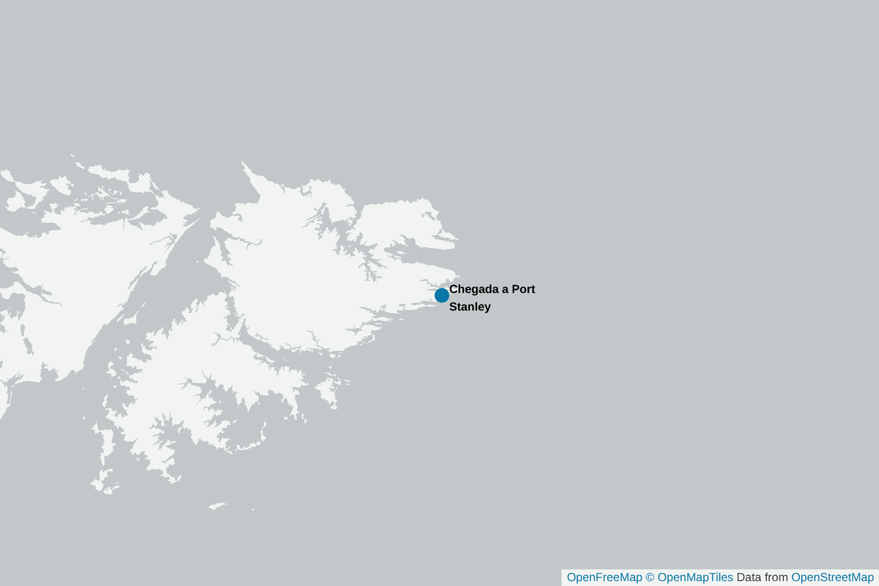 Mapa de Chegada a Port Stanley